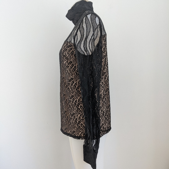 PRABAL GURUNG Mock Neck Feather Lace Blouse 2 - Picture 4 of 13